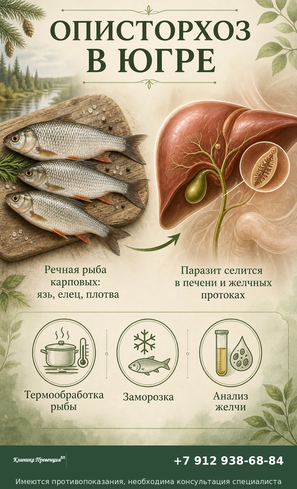Описторхоз в Югре: заражение через речную рыбу карповых, паразит в печени и желчных протоках